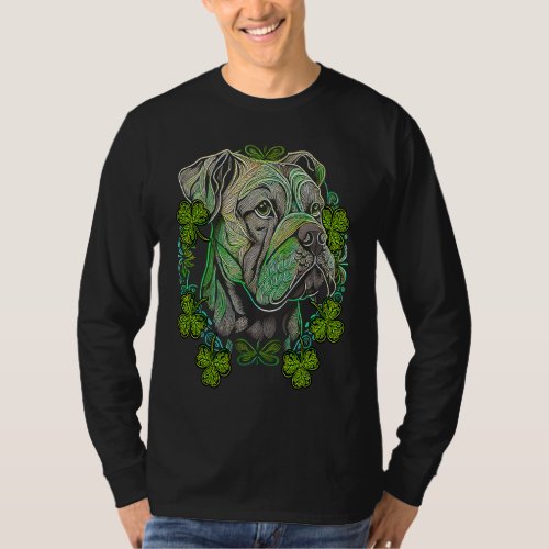 Boxer Face Head Mandala Dog Shamrock C St Patricks T_Shirt