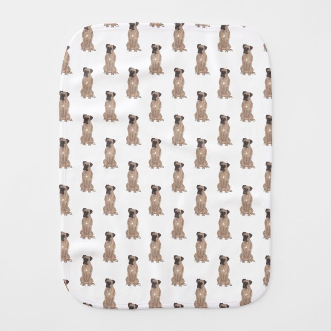 Boxer (Fawn Masked) Baby Burp Cloth (Front)