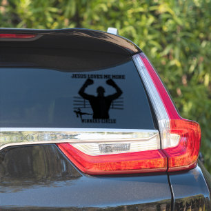 BOXER FIGHTER JESUS LOVES ME MORE - Winners Circle Sticker