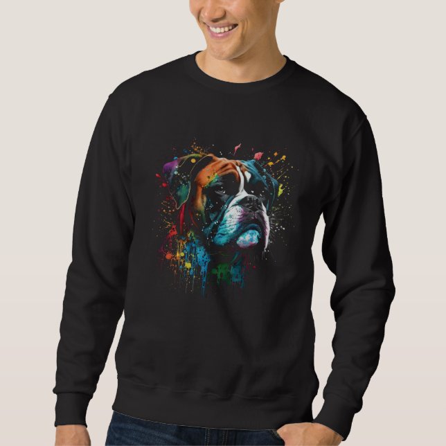 Boxer Flames Cute Dog Sweatshirt (Front)