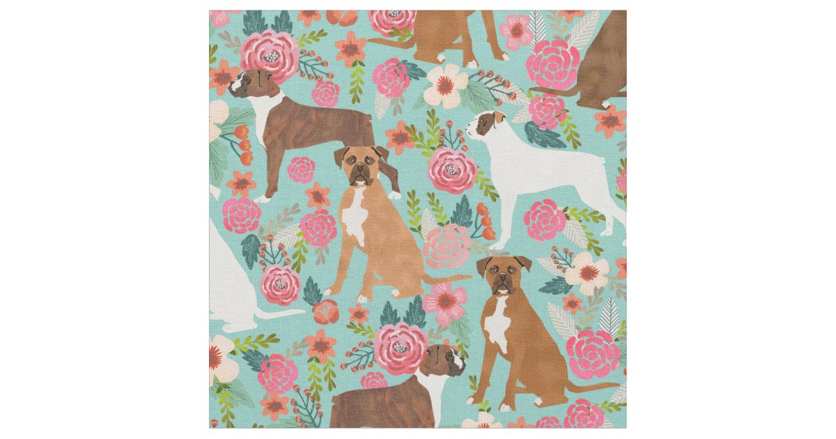 Boxer florals fabric print | Zazzle.com