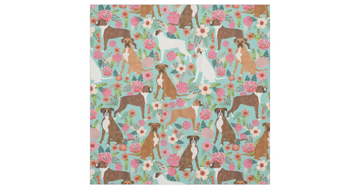 Boxer florals fabric print | Zazzle.com