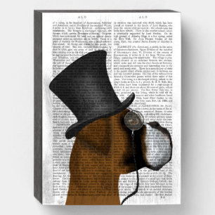 Boxer, Formal Hound and Hat Wooden Box Sign