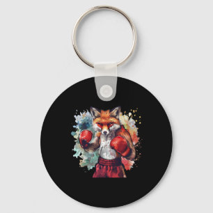 Boxer Fox With Boxing Gloves Kickboxing Funny Boxi Keychain