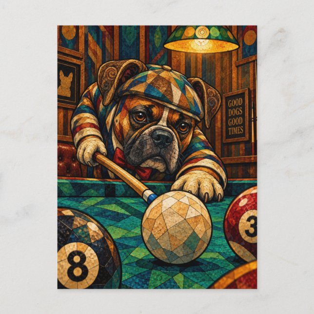 Boxer, Geometric Mosaic Postcard (Front)