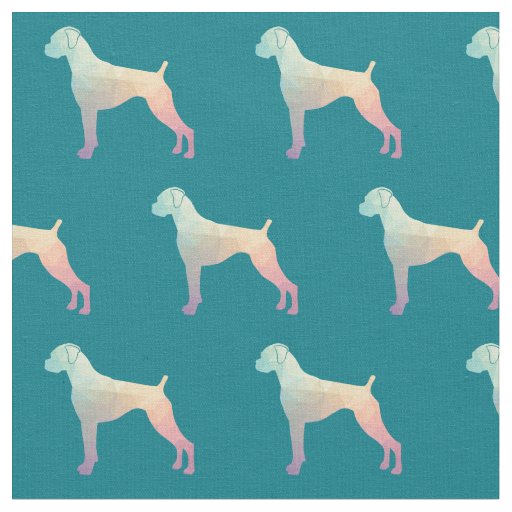 Boxer Geometric Pattern Dog Silhouette Pastel Fabric