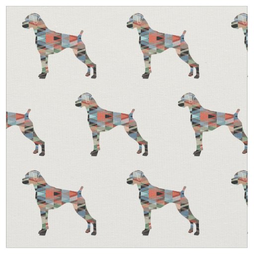Boxer Geometric Pattern Dog Silhouette Plaid Fabric