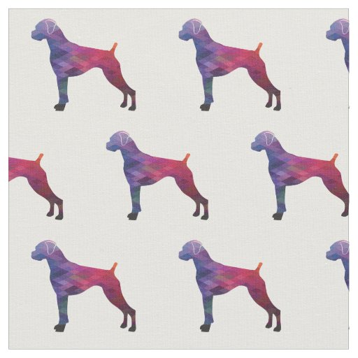 Boxer Geometric Pattern Dog Silhouette Purple Fabric