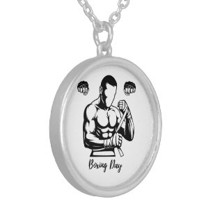 BOXER GIFT FOR MEN SILVER PLATED NECKLACE