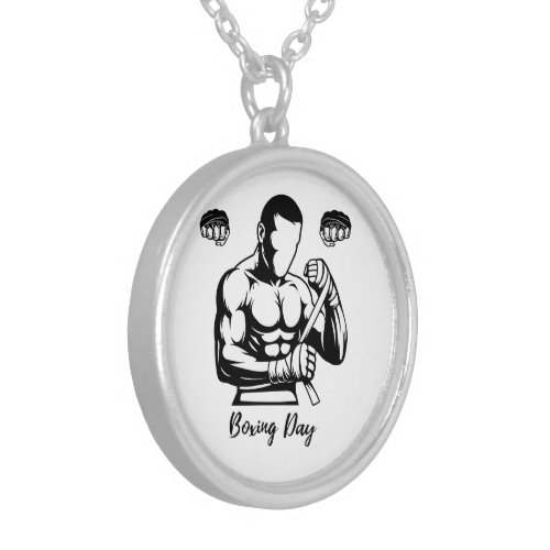 BOXER GIFT FOR MEN SILVER PLATED NECKLACE