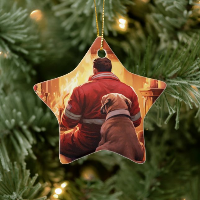 Boxer Gift, Pet Gift, Dog Fireman, Christmas Gift  Ceramic Ornament (Tree)