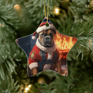 Boxer Gift, Pet Gift, Dog Police, Christmas Gift Ceramic Ornament