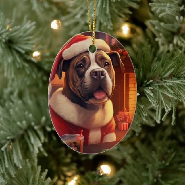 Boxer Gift, Pet Gift, Dog Police, Christmas Gift  Ceramic Ornament (Tree)