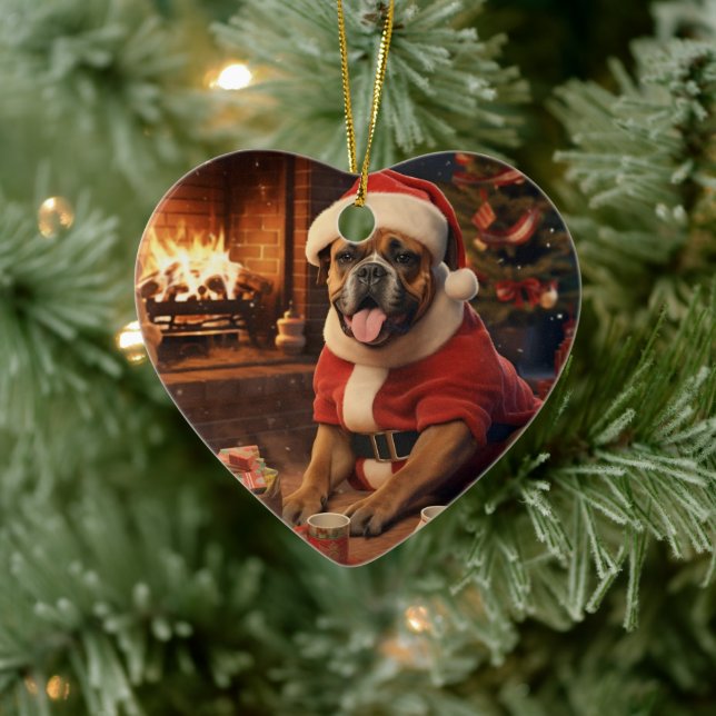 Boxer Gift, Pet Gift, Dog Police, Christmas Gift  Ceramic Ornament (Tree)