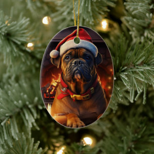 Boxer Gift, Pet Gift, Dog Police, Christmas Gift Ceramic Ornament