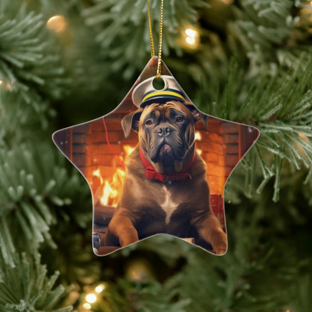 Boxer Gift, Pet Gift, Dog Police, Christmas Gift  Ceramic Ornament (Tree)