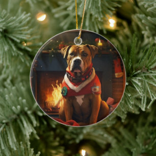 Boxer Gift, Pet Gift, Dog Police, Christmas Gift Ceramic Ornament
