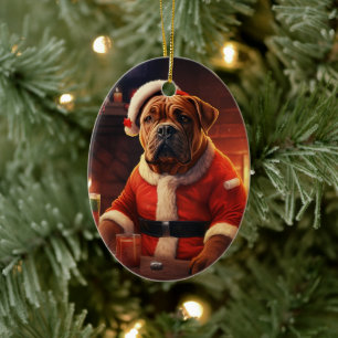 Boxer Gift, Pet Gift, Dog Police, Christmas Gift Ceramic Ornament