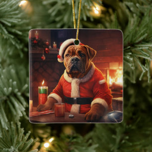 Boxer Gift, Pet Gift, Dog Police, Christmas Gift Ceramic Ornament