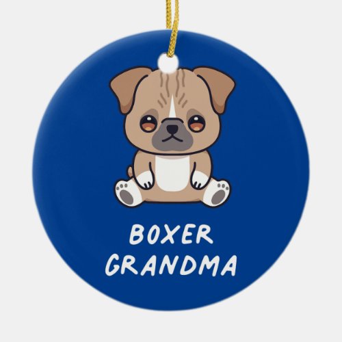 Boxer Grandma Kawaii Anime Dog Lover Owner Family Ceramic Ornament