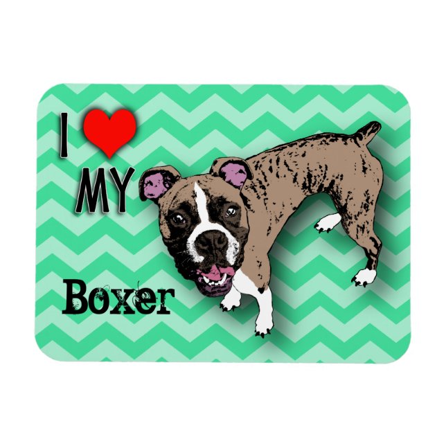 Boxer Green Monochromatic Chevron Fridge Magnet (Horizontal)