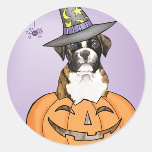 Boxer Halloween Classic Round Sticker