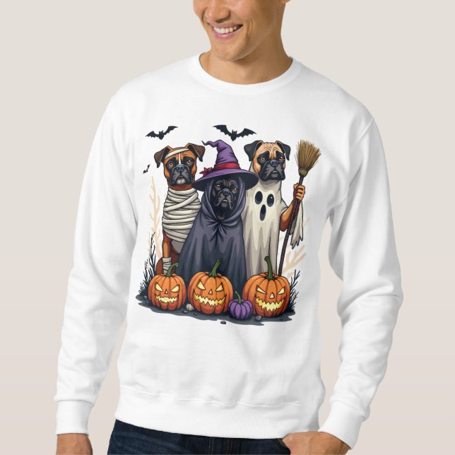 Boxer Halloween Costume Cute Spooky Dog Lover Sweatshirt (Front)