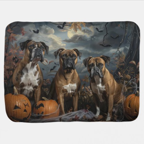 Boxer Halloween Night Doggy Delight Baby Blanket