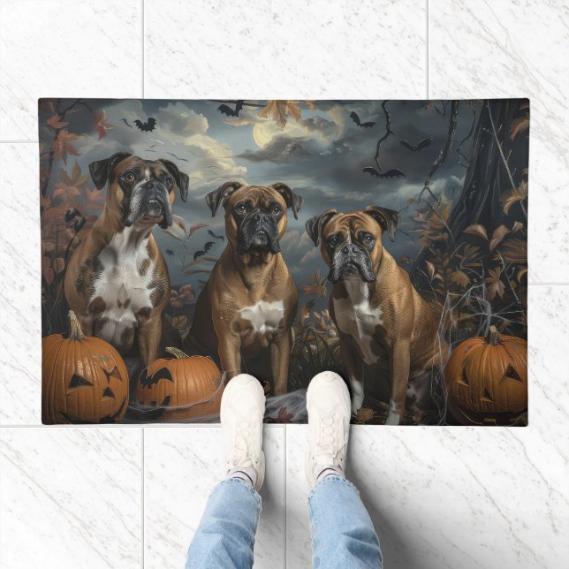 Boxer Halloween Night Doggy Delight Doormat (Indoor)