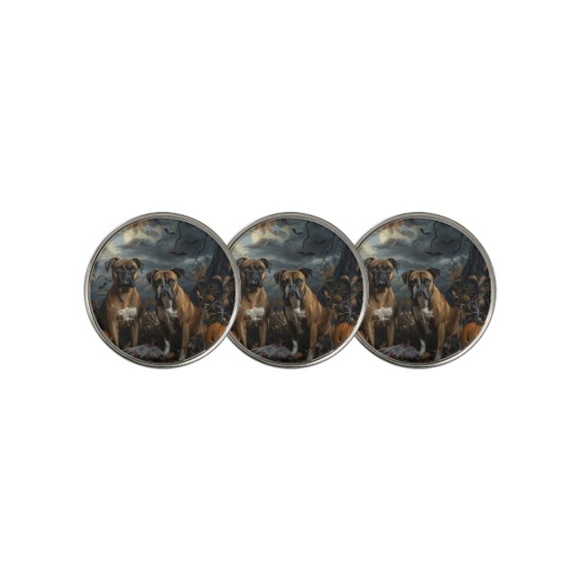 Boxer Halloween Night Doggy Delight Golf Ball Marker (3 Up)