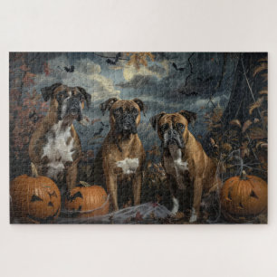 Boxer Halloween Night Doggy Delight Jigsaw Puzzle