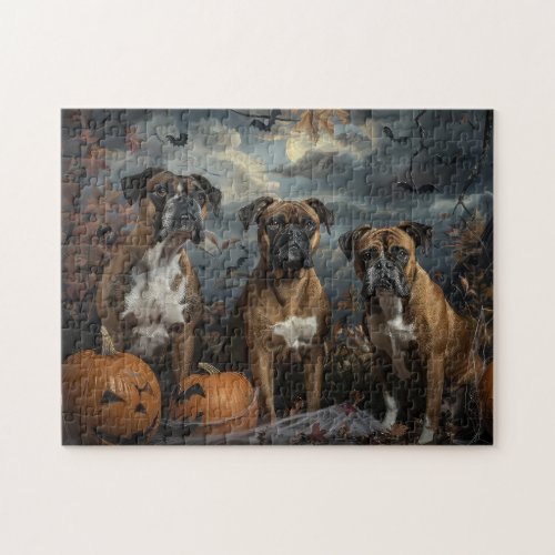 Boxer Halloween Night Doggy Delight Jigsaw Puzzle