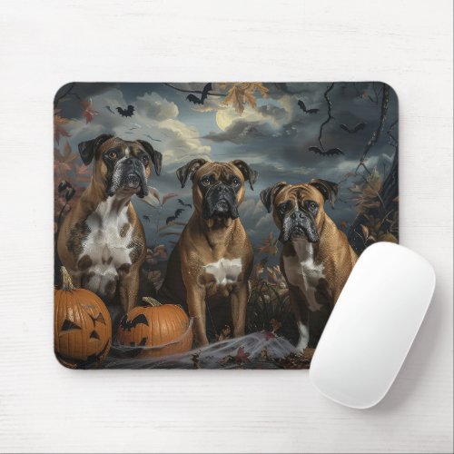 Boxer Halloween Night Doggy Delight Mouse Pad
