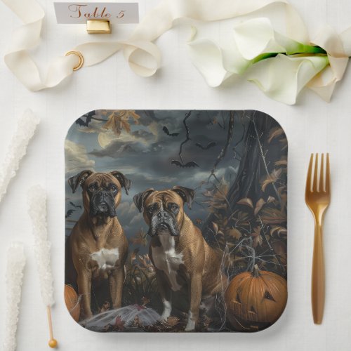 Boxer Halloween Night Doggy Delight Paper Plates