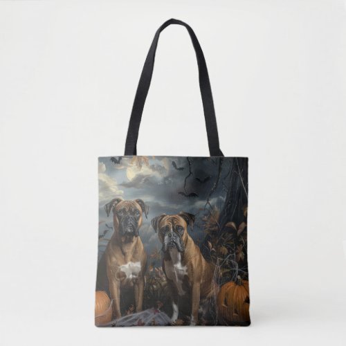 Boxer Halloween Night Doggy Delight Tote Bag