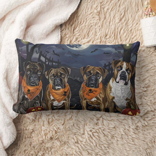 Boxer Halloween Spooky Lumbar Pillow (Blanket)