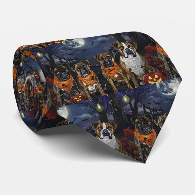 Boxer Halloween Spooky Neck Tie (Rolled)