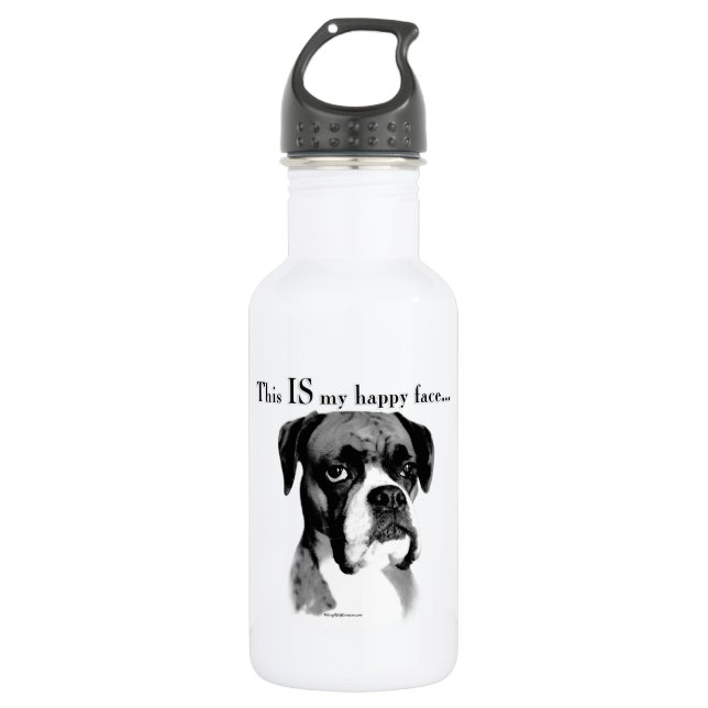 Boxer Happy Face Stainless Steel Water Bottle (Front)