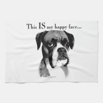 Boxer Happy Face Towel by GreyWolfCreation at Zazzle