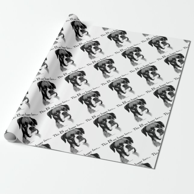 Boxer Happy Face Wrapping Paper (Unrolled)