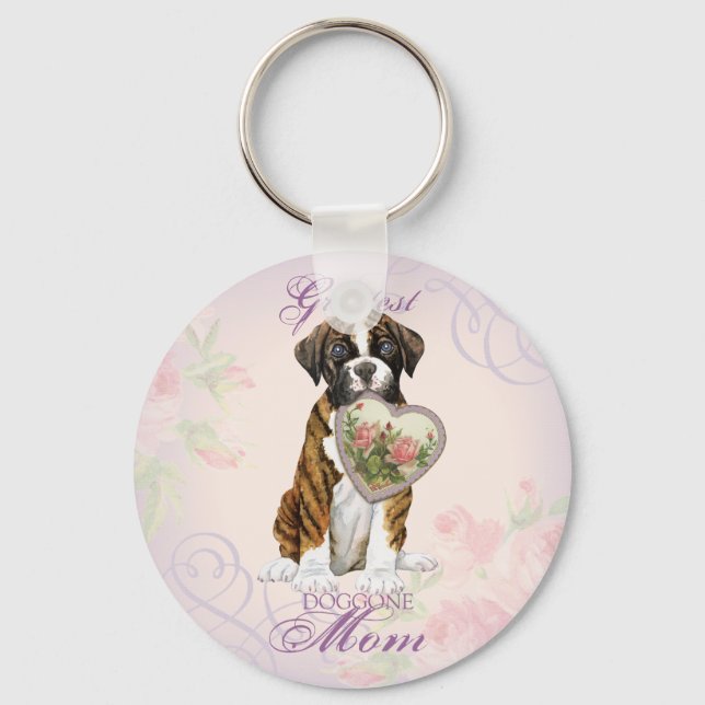 Boxer Heart Mom Keychain (Front)