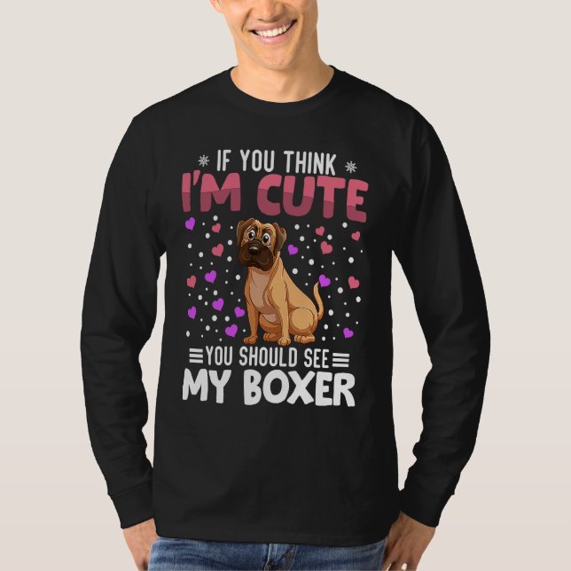 Boxer Heart Valentine's Day Animal For Womens Kids T-Shirt (Front)