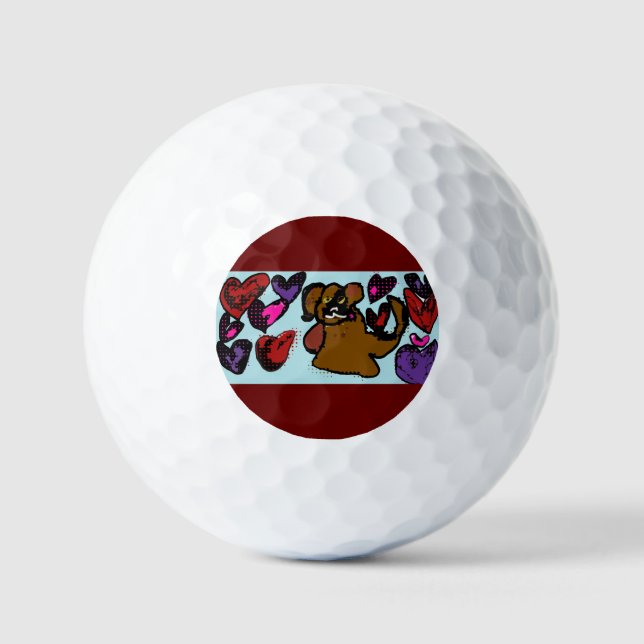 Boxer Hearts Two-Tone Coffee Mug Wooden Box Sign M Golf Balls (Front)