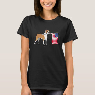 Boxer Holding American Flag Boxer Mom Boxer Lady 4 T-Shirt