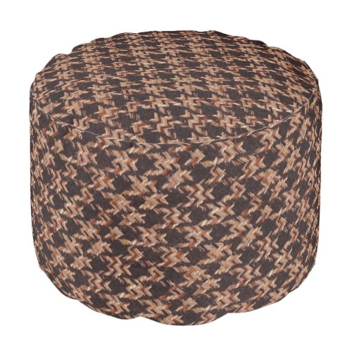 Boxer Houndstooth Woven Pattern In Brown Orange Pouf