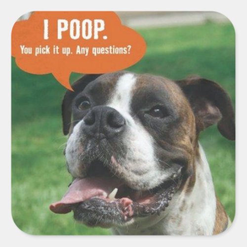 Boxer _ I poop Square Sticker