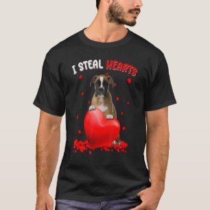 Boxer I Steal Hearts Cute Dog Hug Heart Valentine' T-Shirt
