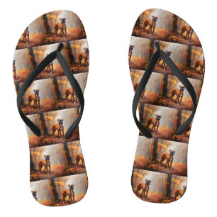 Boxer in Autumn Leaves Fall Inspire  Flip Flops