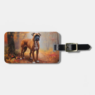 Boxer in Autumn Leaves Fall Inspire Luggage Tag