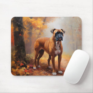 Boxer in Autumn Leaves Fall Inspire Mouse Pad